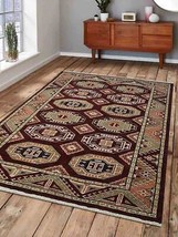 Glitzy Rugs UBSAF0106K0000A9 5 x 8 ft. Hand Knotted Afghan Wool &amp; Silk Kazak Ret - £292.54 GBP