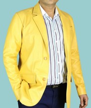 Business 100%GenuineHandmade YELLOW  Blazer Formal Men Stylish Leather L... - £94.92 GBP