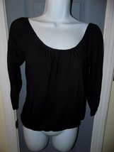 American Eagle Outfitters Black 3/4 Sleeve Elastic Bottom Shirt Size XS Women&#39;s - £13.15 GBP