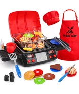 Kids Grill Playset Kitchen Toys With Apron Hat For Cooking Food Smoke Light - $61.72 CAD