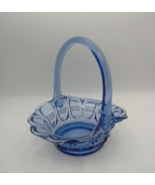 Vintage Fenton Periwinkle Blue Glass Oval Barred Basket Translucent 7.5&quot;... - $23.57 CAD