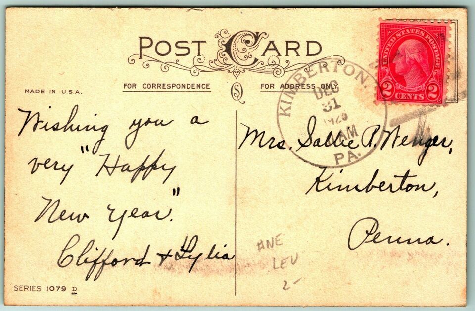 Best New Year Wishes Poem Winter Brook Scene 1927 DB Postcard H4 Item image 2