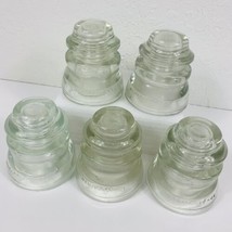 VTG Glass Insulators Hemingray 45 Lot Of 5 Clear Made In U.S.A. Electrical Poles - £31.64 GBP