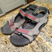 Rare Timberland Wakeby Nubuck Leather Gray Red Sandals A14NN Mens Size U... - $118.80