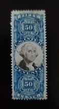 1871 50c U.S. Internal Revenue, George Washington, Blue &amp; Black, Scott R115 - $2.50 CAD