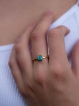 Blue Copper Turquoise Ring Handmade 925 Silver December Birthstone Gift Jewelry - £34.04 GBP