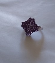 10K White Gold Purple Amethyst Round Cluster Ring, Size 7, 2.00(TCW), 4.6GR - £179.85 GBP