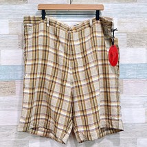 Tommy Bahama Relax 11&quot; Linen Pro Leisure Consultant Shorts Brown Plaid M... - £55.65 GBP