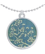 Blossoms Tree Flowers Round Pendant Necklace Beautiful Fashion Jewelry - $22.98 CAD