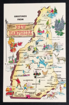 Greetings from New Hampshire Large Letter State Map Tichnor UNP Postcard... - $5.99
