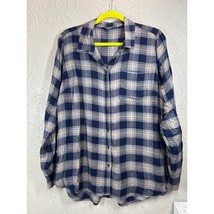 Lucky Brand Soft Thin Blue Plaid Womens Flannel Button Up Shirt Blouse S... - $19.95