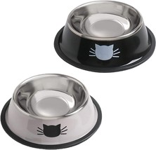 Cat Food And Water Bowl Pet Supplies Dog Dish Feeder Stainless Steel Sma... - £14.82 GBP