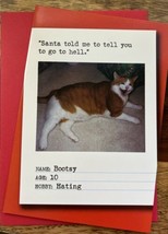 Vintage Cat Christmas Card Santa Told Me To Tell You To Go To Hell - $9.79