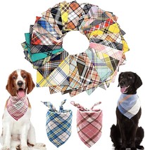 50Pcs Bulk Plaid Small Dog Bandanas Female Male Cat Puppies Bibs Washable Cotton - £30.79 GBP