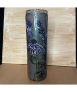 TUMBLERS! WHIMSICAL HANDPAINTED CONE FLOWERS USING GRN BLUE BLACK &amp; PINK... - $53.70