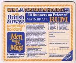 Coaster British Airways Mainbrace Rum Men Before The Mast Competition 1976 - £5.67 GBP