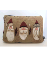 LA FRANCE Christmas Tapestry Santa Faces Throw Pillow Folk Art - £14.20 GBP