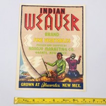 Vintage Indian Weaver Brand Vegetable Crate Label USA NM Navajo Marketin... - £9.58 GBP