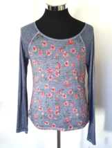 NEW with Tags Mudd Tee Juniors XLarge  Gray Multicolor Flowers Long Sleeves - £11.45 GBP