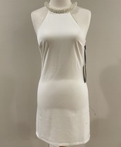 LuLus Women XS Sleeveless Short Mini Cocktail Dress Cream Pearl Cluster Neckline - £23.32 GBP