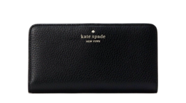 New Kate Spade Dumpling Pebble Leather Large Slim Bifold Wallet Black - £53.25 GBP