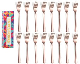 Rose Gold Dinner Forks, Stainless Steel Silverware Forks Only, Home Kitchen Cutl - £27.31 GBP