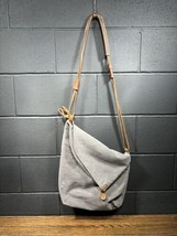Satchel Grey Canvas and Leather Messenger Bag Travel Mens Womens UNISEX - £15.62 GBP