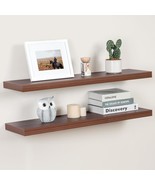 Wall-Mounted, 36&quot; X 9&quot; Walnut Floating Shelf Set Of Two, Rustic, And Off... - $84.98