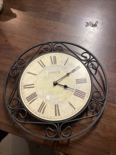 Sterling &amp; Noble Wall Clock Ornate Vtg Battery Operated Wrought Iron Sty... - $9.90