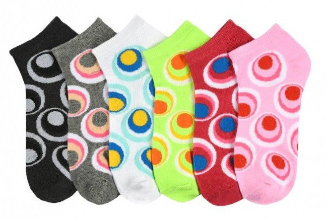Primary image for 6 Pairs MAMIA Circles Low Cut Fashion Design Socks Size 9-11 SOX Lot Of 6 Girls