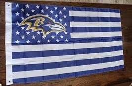 NFL Baltimore Ravens Purple &amp; White Stars &amp; Stripes Color Flag 3x5 foot ... - £5.52 GBP
