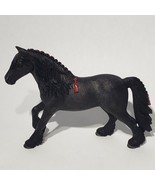 Schleich Black Friesian Mare Horse Figure Braided Mane Red Ribbon 2013 - £10.27 GBP