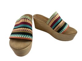Sbicca Slides Sandals Women 7.5M Violetta Shoes Red Blue Striped Platfor... - €23,60 EUR