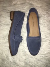 Lucky Brand Caylon Women&#39;s Flat blue Perforated Suede, Size 8 m new - £73.65 GBP