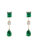 Columbian Emerald Emeralds &amp; Diamond Earrings in Yellow Gold  - £4,715.32 GBP