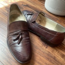 Giorgio Brutini Brown Tasseled Genuine Lizard Slip On Loafers Sz 9.5M - £59.35 GBP