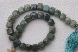 8 inch faceted moss aquamarine gemstone 3D cube beads, 6.5 mm -- 7 mm, natural b - £25.07 GBP