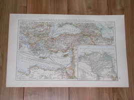 1896 Antique Map Of Eastern Mediterran EAN Sea Turkey Greece Egypt Armenia - £20.55 GBP