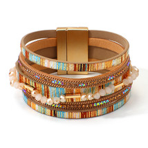 Amorcome Boho Crystal Beaded Charm Bracelets for Women Fashion Multilayer Colorf - £11.70 GBP