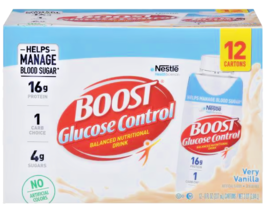 Nestle Boost Glucose Control, Very Vanilla, 8 oz Carton, (2)12-packs=24 Bottles!