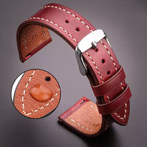 22mm Genuine Cow Leather High-Quality Brown/Blue/Red Watch Strap/Watchband/Belt - £17.05 GBP