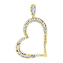 10kt Yellow Gold Womens Round Diamond Milgrain Open-center Heart Pendant - £95.12 GBP