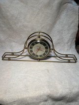 Vintage Mid Century Mastercrafters Electric Mantel Clock Gold Atomic - £201.06 GBP