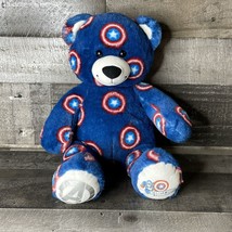 Build a Bear Marvel Avengers Captain America Teddy 16&quot; Blue Stuffed Plush - $12.62