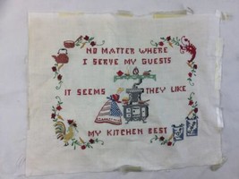 Vintage 50s Embroidered Cross Stitch Kitchen Best Poem UnFramed  13x10 - £17.83 GBP