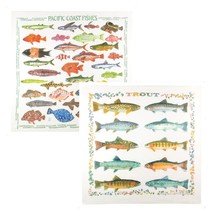 Fish and Trout Bandanna 2-Pack Bundle Pacific Coast Nature Facts Printed Image - £14.29 GBP