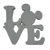 LOVE Word Quote With Mickey Mouse Face Head Gray Home Decor Made in USA PR4784 - £6.38 GBP