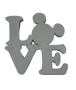LOVE Word Quote With Mickey Mouse Face Head Gray Home Decor Made in USA ... - £6.38 GBP