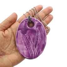 Pressed Lavender Pendant Necklace For Women, Purple Statement Artisan Jewelry - £54.01 GBP