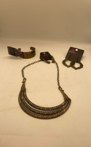 NWT Paparazzi Brass Look Jewelry Bundle Necklace, Bracelet & 2 Pair Earrings - $14.85